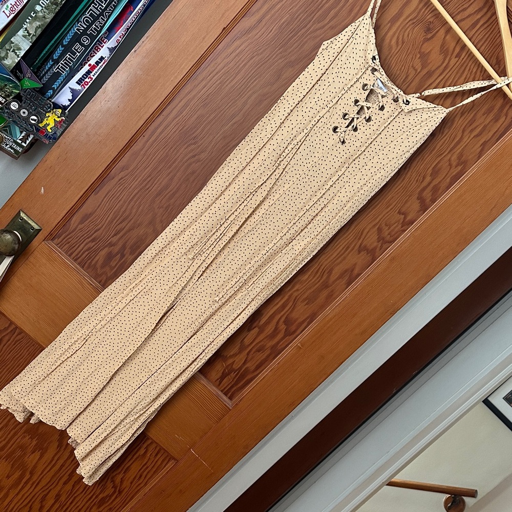 Faithfull the Brand Beige Polka Dot Maxi Dress